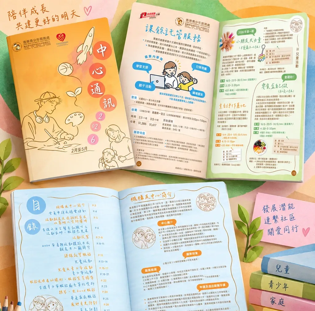 Mockup of the booklet cover and inside spreads