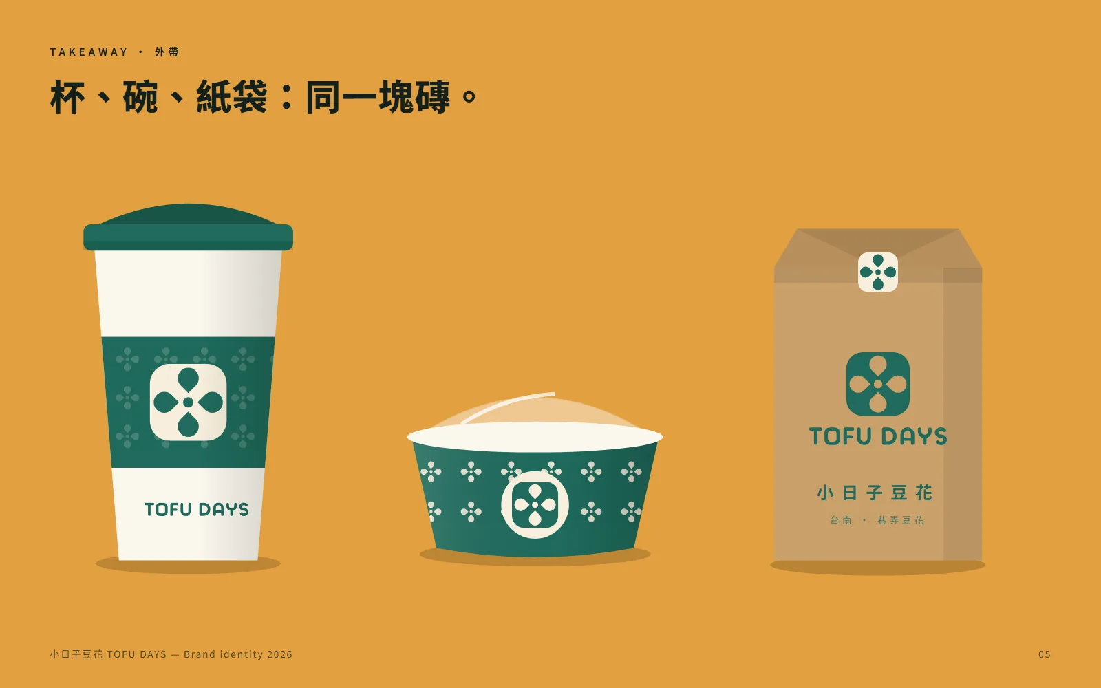 外帶杯、碗和紙袋上的 logo
