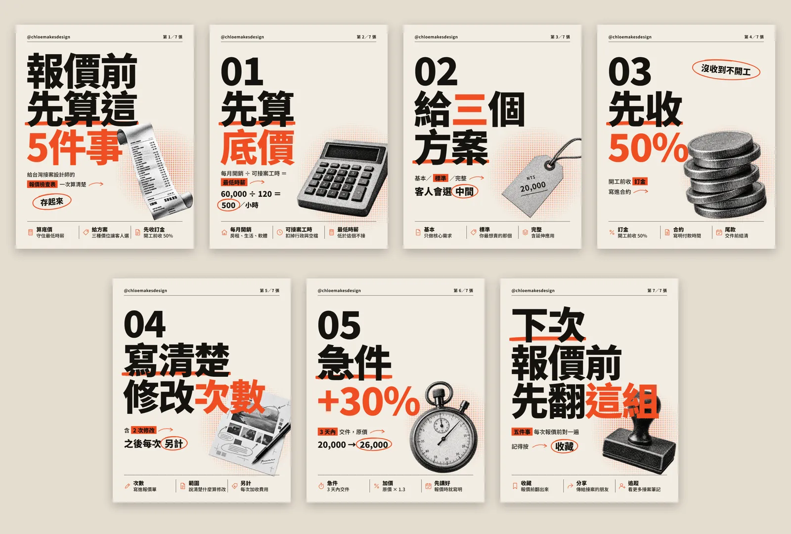 7 張雜誌海報風輪播總覽：封面、5 個重點、收尾